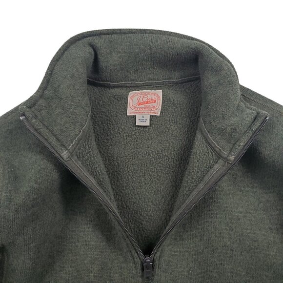 J. CREW Pullover Sweater Men's S Knit Fleece Lined 1/4 Zip Green Shirt - Picture 2 of 11